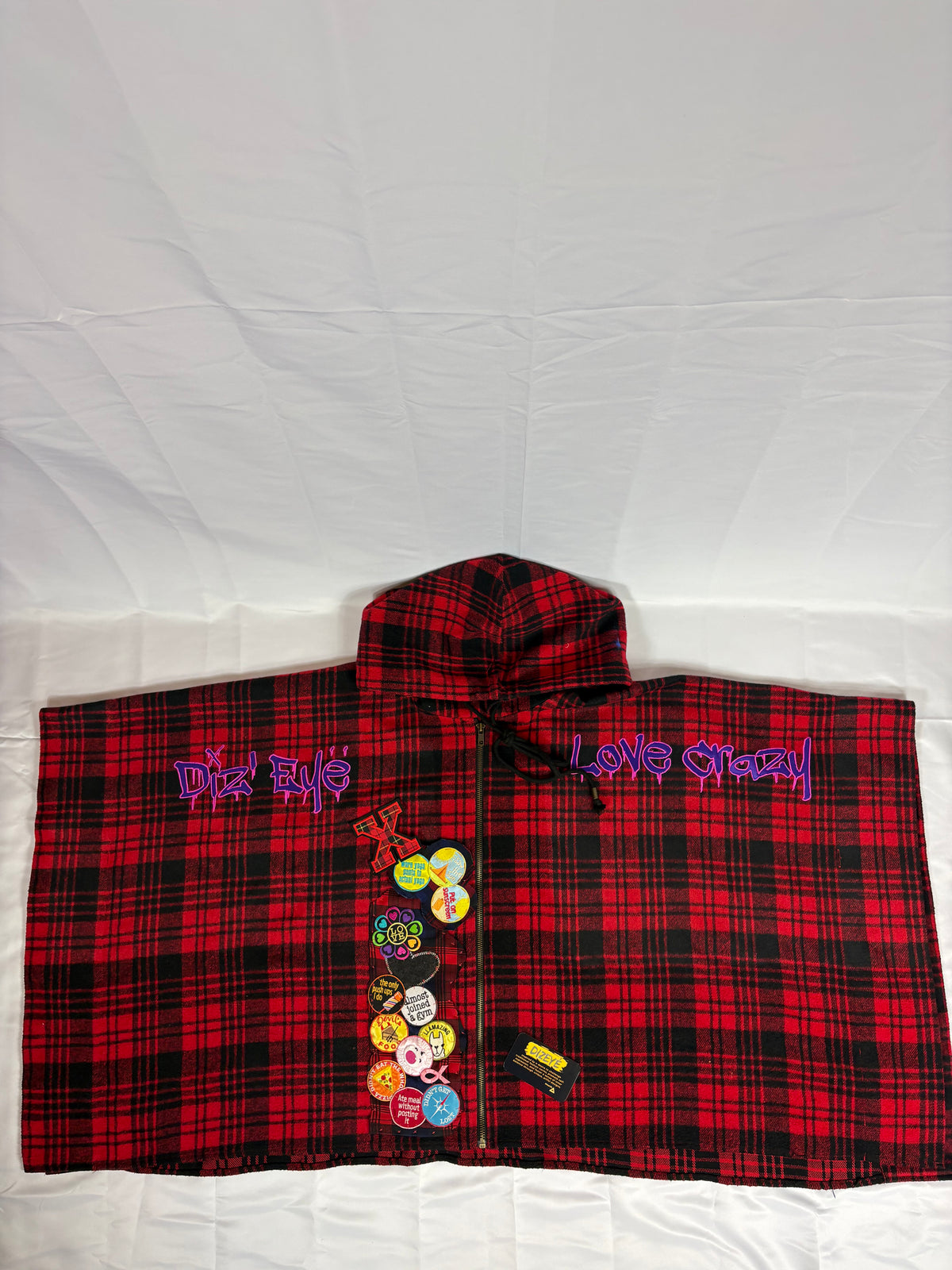 Dizeye Love Crazy Plaid Poncho